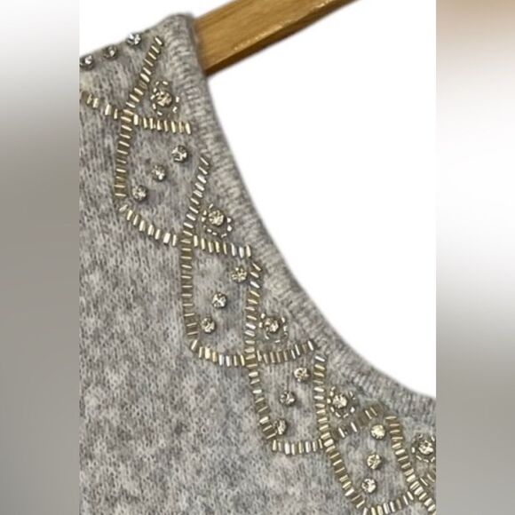Soft Surroundings Gray Sweater with Silver Beading Size Medium - Picture 5 of 7